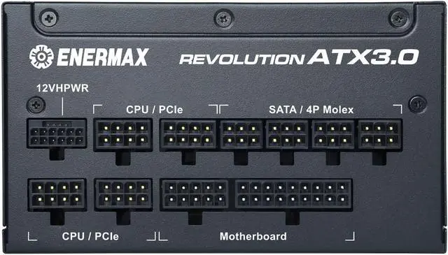 Alt view image 7 of 8 - ENERMAX REVOLUTION ATX 3.0 1200W, 80+ Gold Full Modular 1200W ATX 3.0, 600W PCIe 5.0 12VHPWR Connector, 100% Japanese Capacitors, ECO Mode Control w/FDB Fan