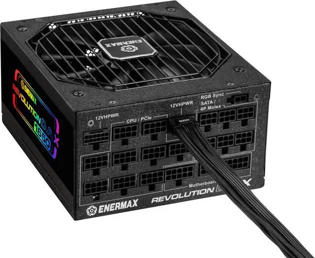 Alt view image 2 of 11 - ENERMAX Revolution D.F. X 1650W Full Modular, 80 Plus Gold, ATX 3.0 & PCIe 5.0 Ready, Native 600W 12VHPWR Connector, Industrial- Grade 100% Japanese Capacitors, ARGB Side Panel Power Supply