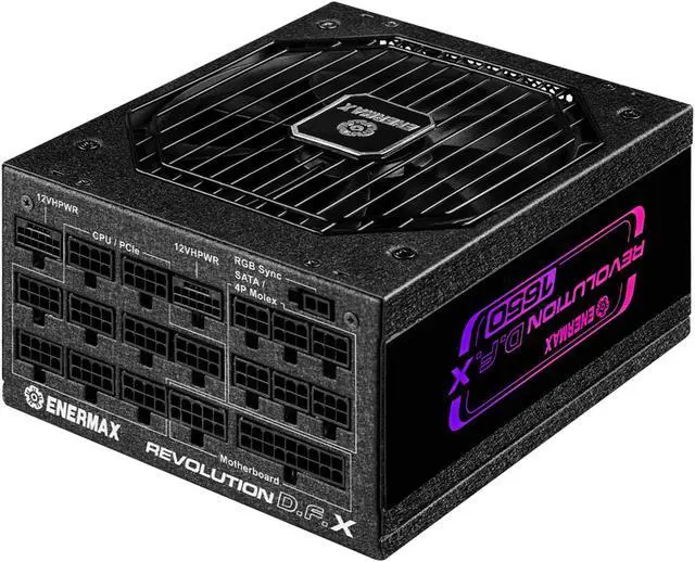Alt view image 4 of 11 - ENERMAX Revolution D.F. X 1650W Full Modular, 80 Plus Gold, ATX 3.0 & PCIe 5.0 Ready, Native 600W 12VHPWR Connector, Industrial- Grade 100% Japanese Capacitors, ARGB Side Panel Power Supply