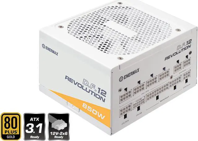 Main image of ENERMAX Revolution D.F. 12 850W, ATX 3.1 Standard, PCIe 5.1 600W 12V-2x6 Connector, 80+ Gold Full-Modular Power Supply, Compact 122mm ATX PSU, 10 Year Warranty; ETV850G-W