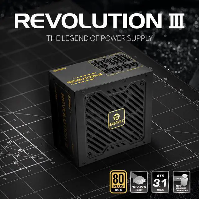 Alt view image 11 of 11 - ENERMAX REVOLUTION III 650 - Fully Modular PC Power Supply - 650 Watts - 80 Plus Gold - 450W 12V-2x6 Connector - 100% Japanese Capacitors - Sleeved Cables - 10 Year Warranty