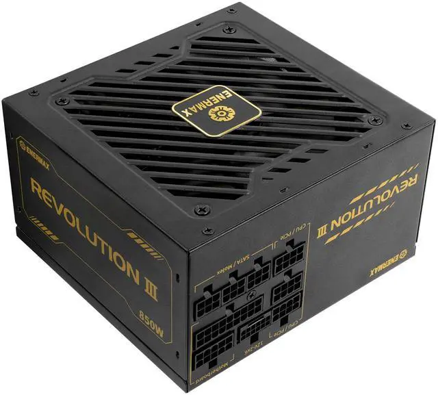 Main image of ENERMAX REVOLUTION III 850 - Fully Modular PC Power Supply - 850 Watts - 80 Plus Gold - 600W 12V-2x6 Connector - 100% Japanese Capacitors - Sleeved Cables - 10 Year Warranty