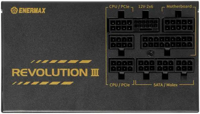 Alt view image 4 of 5 - ENERMAX REVOLUTION III 850 - Fully Modular PC Power Supply - 850 Watts - 80 Plus Gold - 600W 12V-2x6 Connector - 100% Japanese Capacitors - Sleeved Cables - 10 Year Warranty