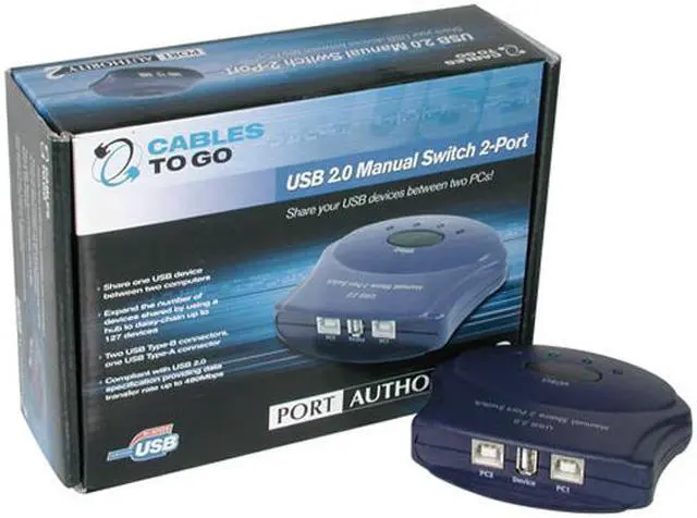 Alt view image 5 of 5 - C2G/Cables To Go 30505 2-Port USB 2.0 Manual Switch, Blue