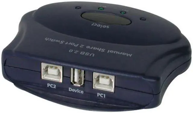 Alt view image 4 of 5 - C2G/Cables To Go 30505 2-Port USB 2.0 Manual Switch, Blue