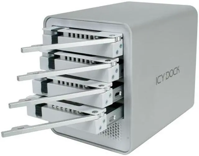 Alt view image 2 of 6 - ICY DOCK MB561US-4S-1 Aluminum / Plastic 4 x 3.5" SATA I/II USB 2.0 & eSATA Aluminum HDD Enclosure for Mac & PC