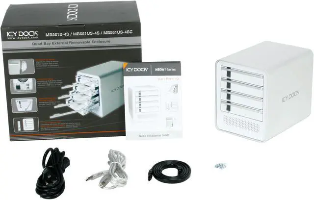 Alt view image 6 of 6 - ICY DOCK MB561US-4S-1 Aluminum / Plastic 4 x 3.5" SATA I/II USB 2.0 & eSATA Aluminum HDD Enclosure for Mac & PC
