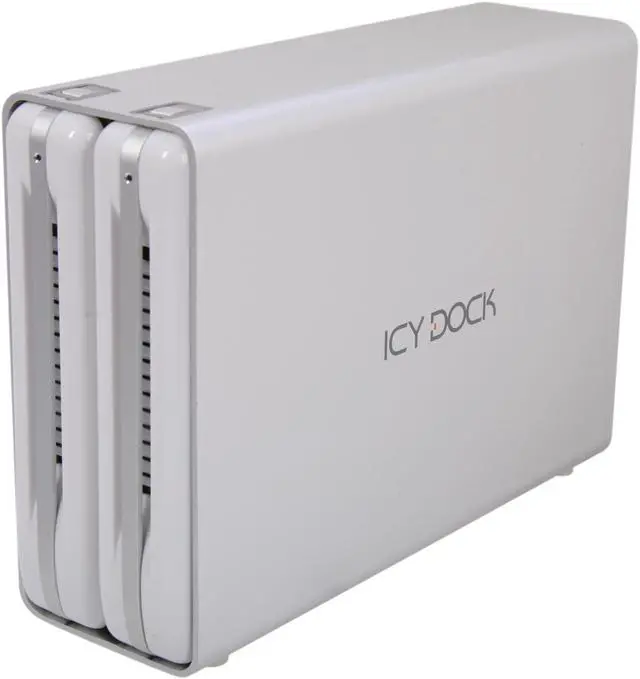 Main image of ICY DOCK MB662USEB-2S-1 Aluminum body w/ partial plastic 3.5" Pearl White SATA I/II/III USB & 1394 & eSATA Dual bay 1394b, eSATA & USB 2.0 RAID Enclosure