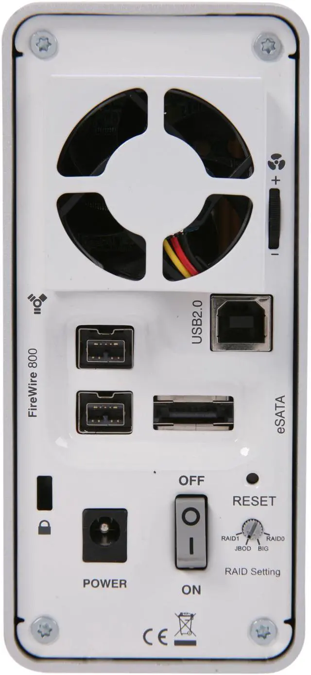 Alt view image 4 of 6 - ICY DOCK MB662USEB-2S-1 Aluminum body w/ partial plastic 3.5" Pearl White SATA I/II/III USB & 1394 & eSATA Dual bay 1394b, eSATA & USB 2.0 RAID Enclosure