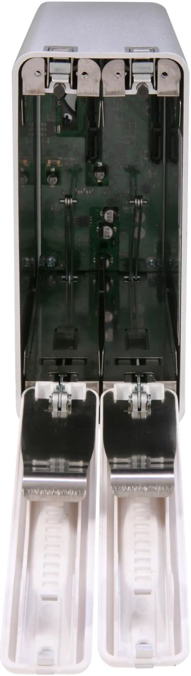 Alt view image 5 of 6 - ICY DOCK MB662USEB-2S-1 Aluminum body w/ partial plastic 3.5" Pearl White SATA I/II/III USB & 1394 & eSATA Dual bay 1394b, eSATA & USB 2.0 RAID Enclosure