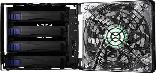 Alt view image 2 of 7 - ICY DOCK 4 Bay USB 3.0/ eSATA External HDD Enclosure with 120mm Cooling Fan - Black Vortex MB174U3S-4SB