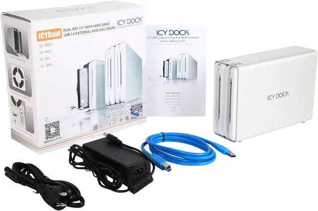 Alt view image 8 of 7 - ICY DOCK Tool-less 3.5" SATA III HDD USB 3.0 External RAID Drive Enclosure - ICYRaid Dual Bay MB662U3-2S R1