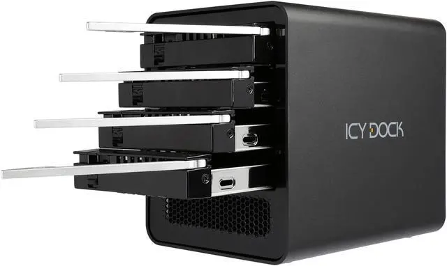 Alt view image 6 of 7 - ICY DOCK Quad Bay 2.5"/ 3.5" SATA HDD/SSD USB 3.0/eSATA External JBOD Hard Drive Enclosure - Black - ICYCube MB561U3S-4SB R1