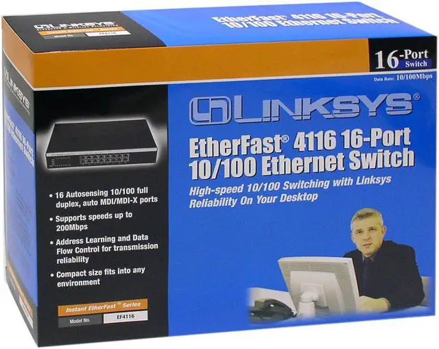 Alt view image 4 of 4 - LINKSYS EF4116 Ethernet Switch