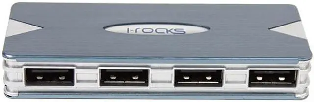 Alt view image 2 of 6 - i-rocks IR-4100 Blue 4-ports Aluminum USB Hub