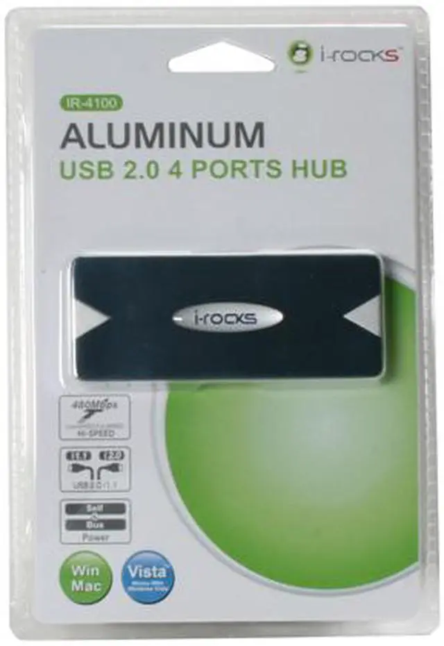 Alt view image 6 of 6 - i-rocks IR-4100 Blue 4-ports Aluminum USB Hub