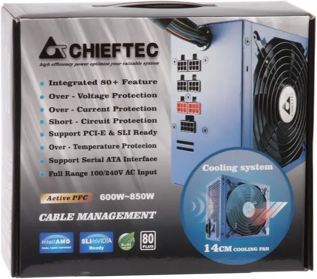 Alt view image 10 of 10 - CHIEFTEC Turbo CFT-750-14C 750 W ATX12V / EPS12V SLI Ready CrossFire Ready 80 PLUS Certified Modular Active PFC Power Supply