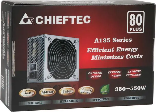 Alt view image 10 of 10 - CHIEFTEC A135 APS-450S 450 W ATX12V V2.2 80 PLUS Certified Active PFC Power Supply