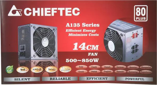 Alt view image 9 of 10 - CHIEFTEC A135 APS-450S 450 W ATX12V V2.2 80 PLUS Certified Active PFC Power Supply