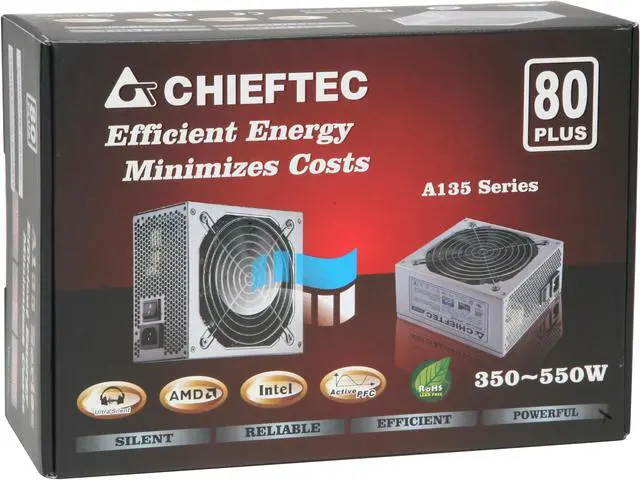 Alt view image 10 of 10 - CHIEFTEC A135 APS-500S 500 W ATX12V V2.2 80 PLUS Certified Active PFC Power Supply