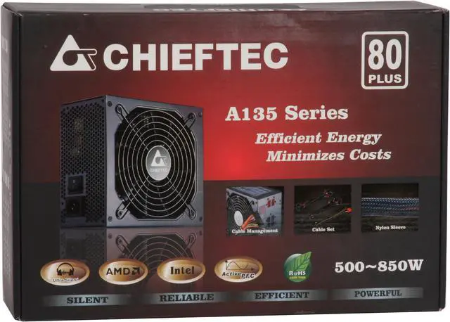 Alt view image 10 of 10 - CHIEFTEC A135 APS-550C 550 W ATX12V V2.2 80 PLUS Certified Modular Active PFC Power Supply