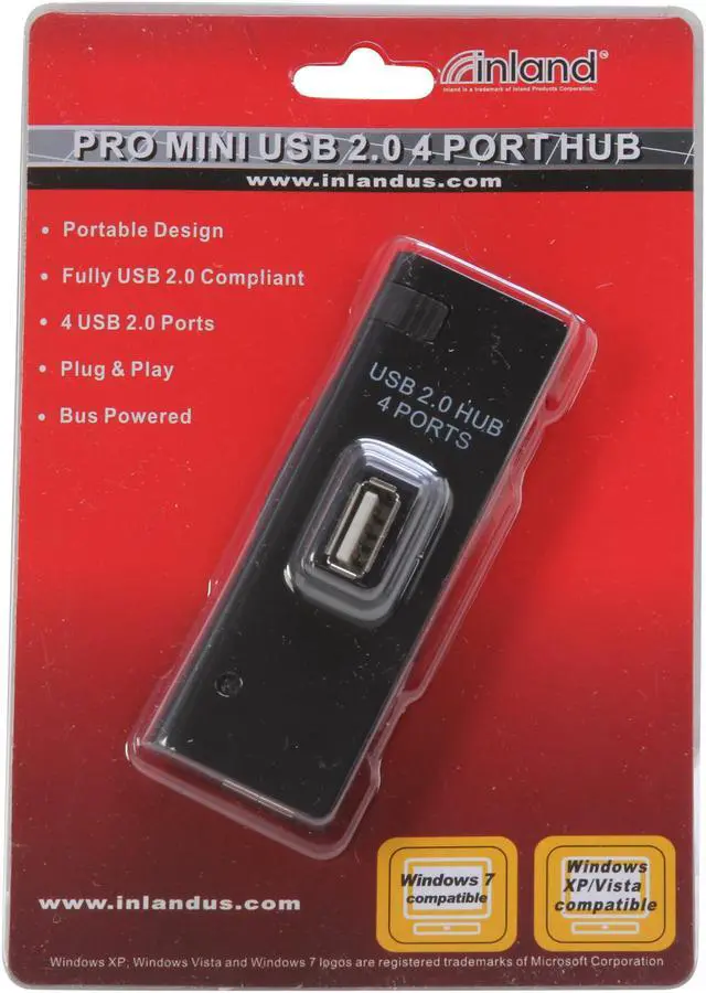 Alt view image 5 of 5 - inland 08813 Pro USB 2.0 4 Port Hub (Black)