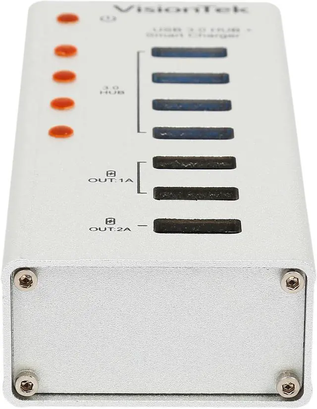 Alt view image 3 of 7 - VisionTek Charge and Sync Aluminum USB 3.0 7 Port Hub (900725)