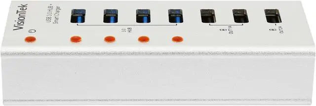 Alt view image 4 of 7 - VisionTek Charge and Sync Aluminum USB 3.0 7 Port Hub (900725)