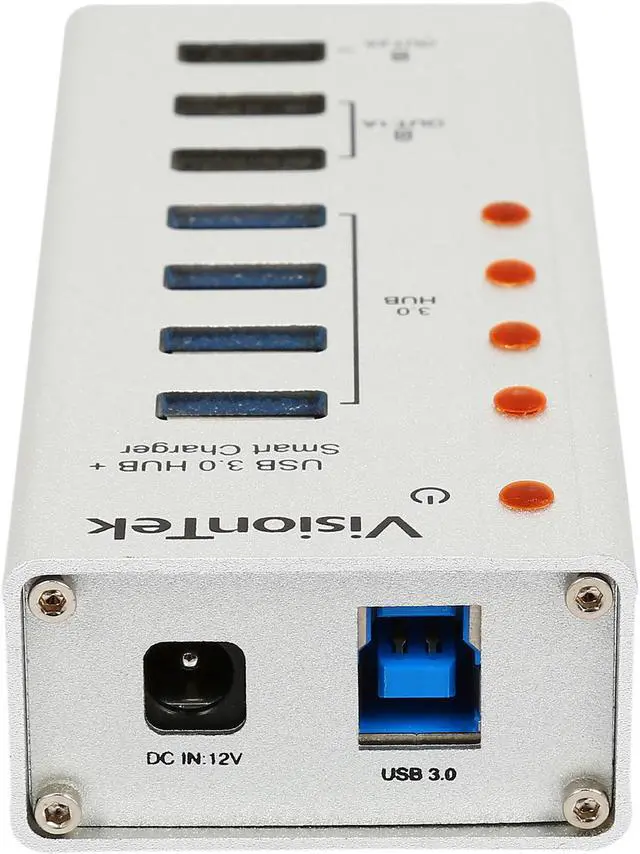 Alt view image 5 of 7 - VisionTek Charge and Sync Aluminum USB 3.0 7 Port Hub (900725)