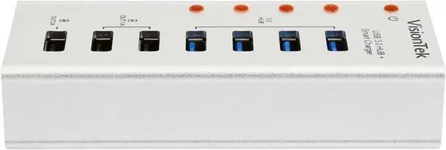 Alt view image 6 of 7 - VisionTek Charge and Sync Aluminum USB 3.0 7 Port Hub (900725)