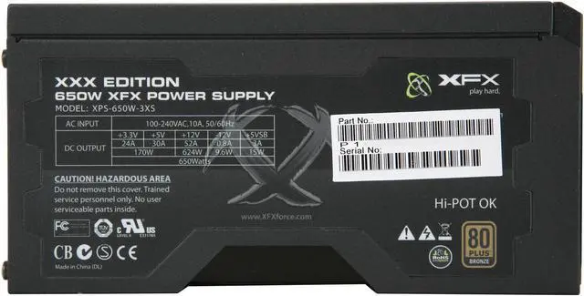 Alt view image 4 of 7 - XFX XXX Edition P1-650X-CAG9 650 W ATX12V 2.2 / ESP12V 2.91 SLI Certified CrossFire Ready 80 PLUS BRONZE Certified Modular Active PFC Power Supply