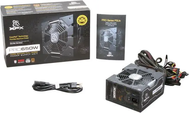 Alt view image 7 of 7 - XFX Core Edition PRO650W (P1-650S-CAB9) 650 W ATX12V v2.2 & ESP12V v2.91 SLI Certified CrossFire Ready 80 PLUS BRONZE Certified Active PFC Power Supply