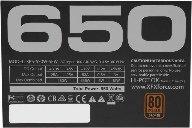 Alt view image 6 of 7 - XFX TS Edition PRO650W (P1-650S-NLB9) 650W SLI CrossFire 80 PLUS BRONZE Certified Active PFC Power Supply