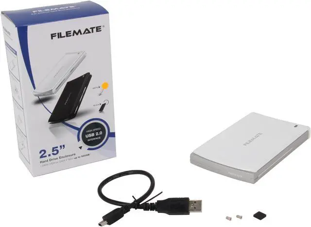 Alt view image 5 of 5 - Wintec FileMate 3FME2500GW-R Aluminum alloy 2.5" White SATA I/II USB 2.0 HDD External Enclosure
