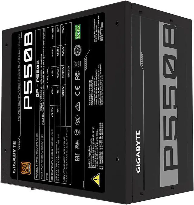 Alt view image 5 of 8 - GIGABYTE GP-P550B 550 W ATX 12V v2.31 80 PLUS BRONZE Certified Non-Modular Active PFC Power Supply