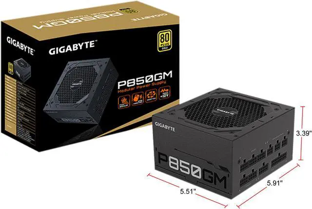 Alt view image 8 of 8 - GIGABYTE GP-P850GM 850 W ATX 12V v2.31 80 PLUS GOLD Certified Full Modular Active (>0.9 typical) PFC Power Supply