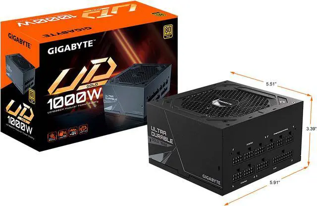 Alt view image 8 of 8 - GIGABYTE GP-UD1000GM 1000 W ATX 12V v2.31 80 PLUS GOLD Certified Full Modular Active PFC Power Supply