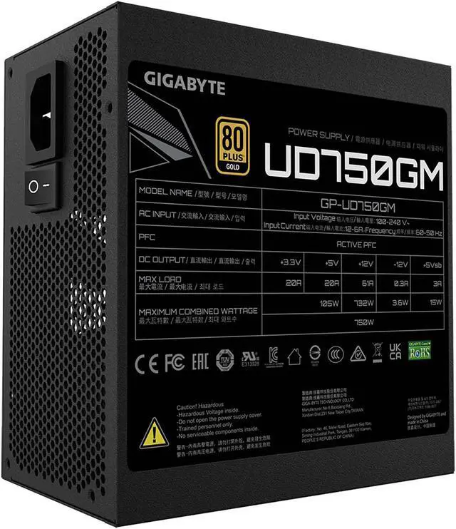 Alt view image 5 of 8 - GIGABYTE GP-UD750GM 750 W ATX 12V v2.31 80 PLUS GOLD Certified Full Modular Active PFC Power Supply