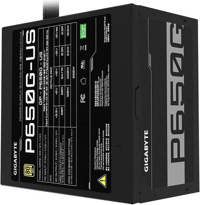 Alt view image 6 of 8 - GIGABYTE GP-P650G-US 650 W ATX 12V v2.31 80 PLUS GOLD Certified Active PFC Power Supply
