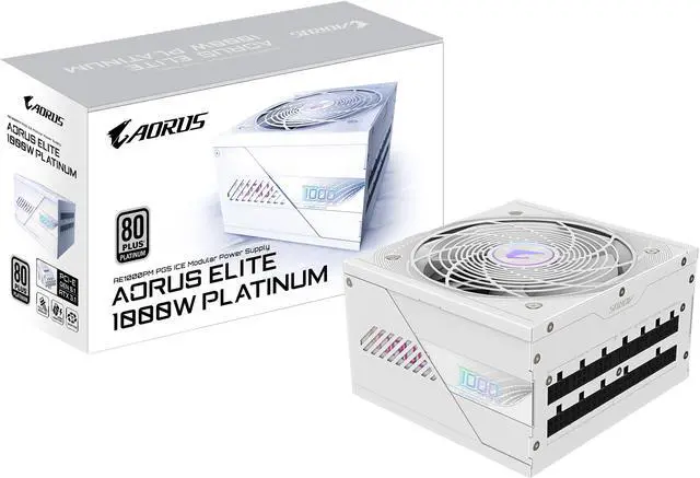 Alt view image 7 of 7 - GIGABYTE AORUS ELITE ICE PSU - 1000W 80 PLUS Platinum Certified - PCIe5.1 Ready - ATX3.1 - Fully Modular Power Supply (GP-AE1000PM PG5 ICE)