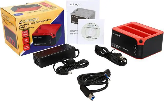 Alt view image 6 of 6 - Cirago Hard Drive Docking Station with 3 Port USB 3.0 Hub Plug and Play Dock for 2.5/3.5 inch HDD/SSD