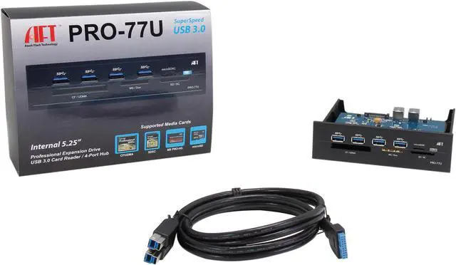 Alt view image 6 of 6 - Atech Flash Technology PRO-77U Flash Reader USB 3.0 5.25" Hub & Card Reader