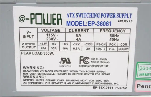 Alt view image 4 of 9 - DYNAPOWER USA EP-35X.0661B 350 W ATX12V Power Supply