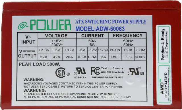 Alt view image 4 of 9 - DYNAPOWER USA ADW-500 500 W ATX12V Power Supply