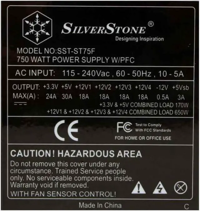 Alt view image 5 of 9 - SilverStone ST75F 750 W ATX 12V 2.2 & EPS 12V SLI Ready Full Modular Active PFC Power Supply