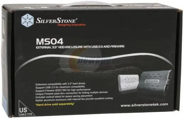 Alt view image 5 of 5 - SilverStone MS04-B Aluminum 3.5" Enhanced IDE, ATA / ATAPI-6 USB 2.0 & 1394 External Enclosure with fan