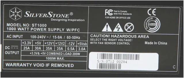 Alt view image 5 of 10 - SilverStone ST1000 1000 W ATX12V / EPS12V SLI Ready CrossFire Ready Modular Active PFC Power Supply