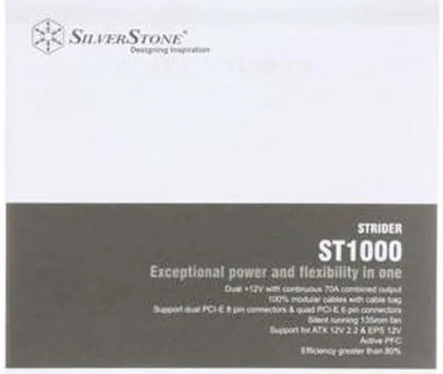 Alt view image 10 of 10 - SilverStone ST1000 1000 W ATX12V / EPS12V SLI Ready CrossFire Ready Modular Active PFC Power Supply