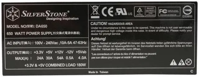 Alt view image 3 of 7 - SilverStone DECATHLON DA650 650 W ATX 12V 2.2 & EPS 12V CrossFire Ready Full Modular Active PFC Power Supply