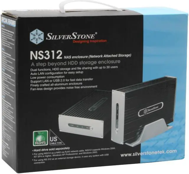 Alt view image 7 of 7 - SilverStone NS312-B Aluminum 3.5" Black IDE USB 2.0 & Ethernet NAS Enclosure